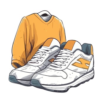 Yellow sports shoes for men with shoelaces icon isolated vector