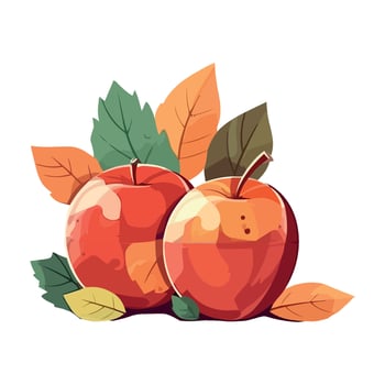 Ripe fruit apples, healthy eating in autumn icon isolated vector
