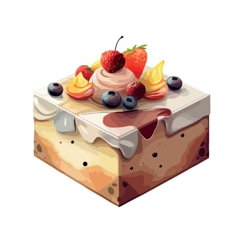 Sweet berry dessert on white plate isolated icon isolated vector