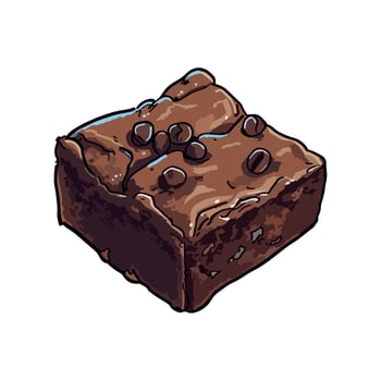 Sweet chocolate brownie with creamy icing decoration icon isolated vector