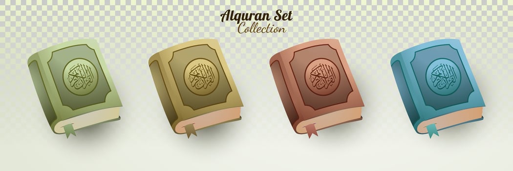 Set Islamic Alquran with various Colors Cute Style Premium vector