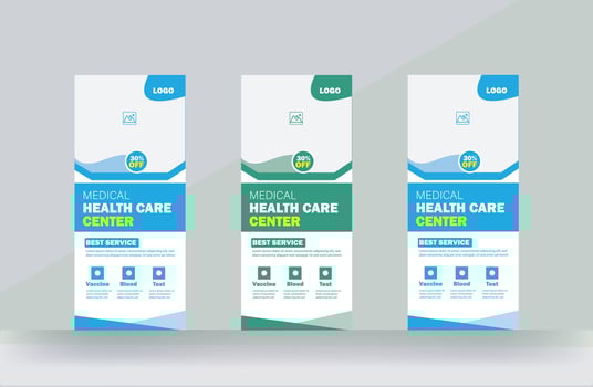 Roll up leaflet and hospital rack card flyer template vector