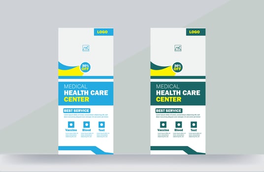 Roll up healthcare hospital banner design template vector