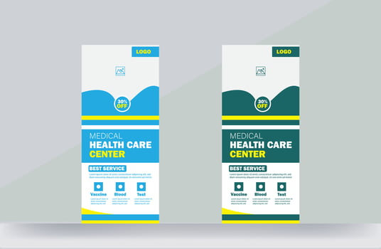 Roll up healthcare hospital banner design template vector
