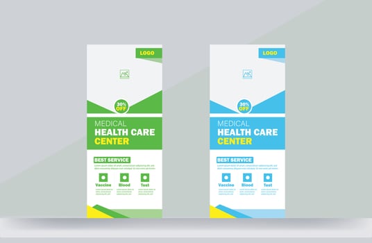 Medical rack card flyer roll up healthcare hospital banner design template vector