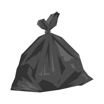 Black garbage bag. Full of rubbish. Illustration. png