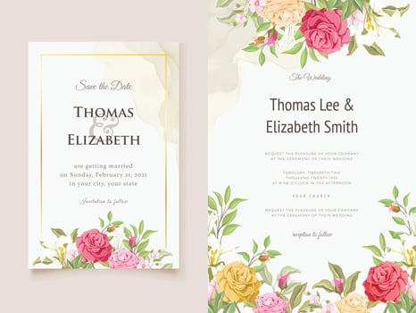 Elegant Floral Wedding Invitation Card vector