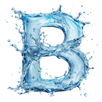 Letters of the alphabet with water splashes of b png