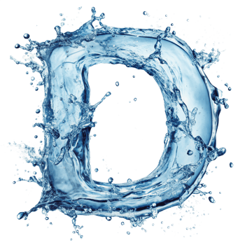 Letters of the alphabet with water splashes of d png