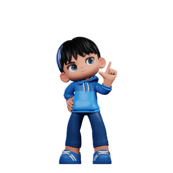 3d Cartoon Character with a Blue Shirt and Blue Pants Having Idea Pose png