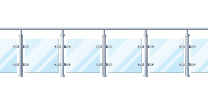Glass fence with banisters isolated on white background. vector