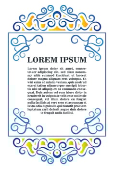 Colorful calligraphy square ornament border line vector