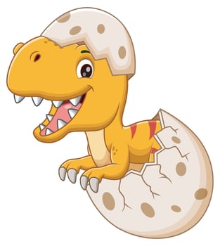 Cartoon Baby Dinosaur Hatching From Egg. Animal Nature Icon Concept Isolated vector