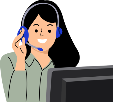 female customer care worker is wearing headphones png