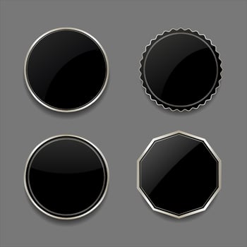 Collection of glossy banners with shiny silver metallic outline vector