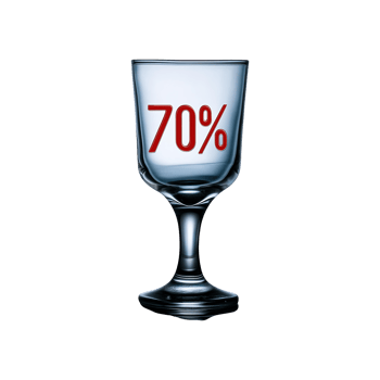 70 Percent Glass Sign Symbol on transparent background png