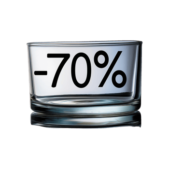 Minus 70 Percent Glass Sign Symbol isolated on transparent background png