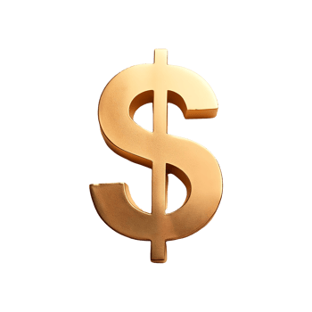 Dollar Sign Gold Symbol isolated on transparent background png
