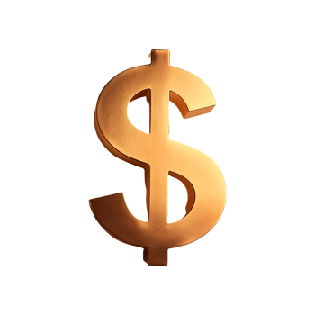 Dollar Sign Gold Symbol isolated on transparent background png