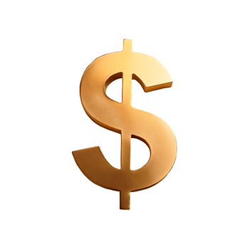 Dollar Signs Gold Symbol isolated on transparent background png