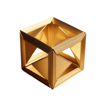 Golden NeoCube Symbol isolated on transparent background png
