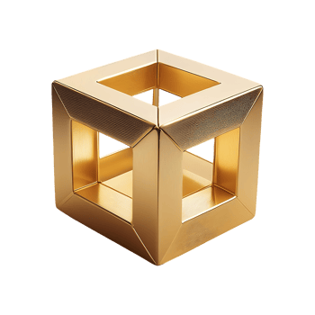 Golden NeoCube Symbol isolated on transparent background png