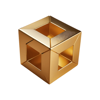 Golden NeoCube Symbol isolated on transparent background png