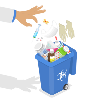 3D Isometric Flat Conceptual Illustration of Biohazardous Medical Waste Disposal png