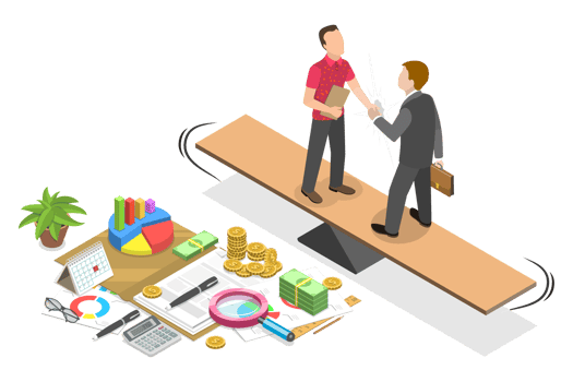 3D Isometric Flat Conceptual Illustration of Equal Business Partnership png