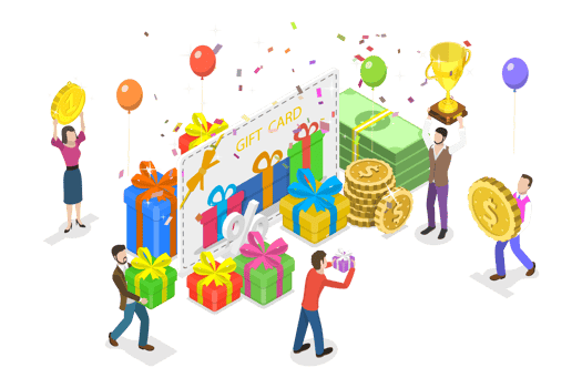 3D Isometric Flat Conceptual Illustration of Rewards and Bonuses png