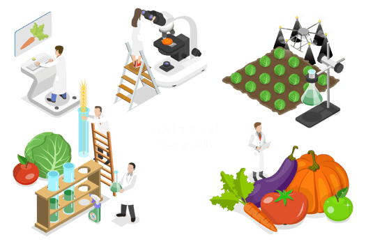 3D Isometric Flat Conceptual Illustration of Agricultural Research png