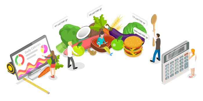3D Isometric Flat Conceptual Illustration of Calorie Calculator png