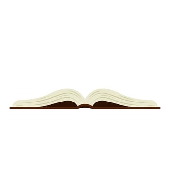 The book is open on white background. Book cartoon . vector