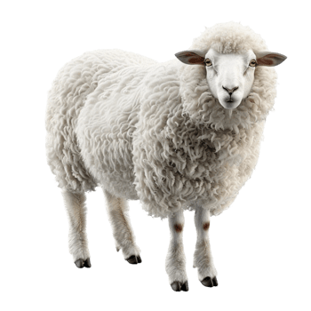 Sheep is standing on transparent background. png