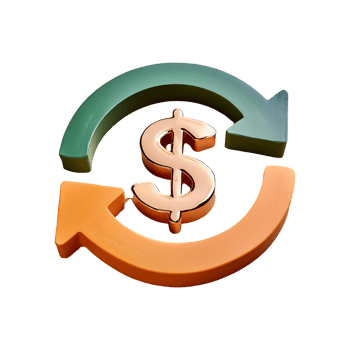 Left Right Arrow Circular Market Growth Dollar Icon Symbol isolated on transparent background png