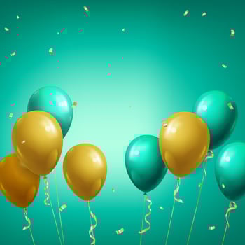 Yellow green holiday celebration balloons on a green background vector