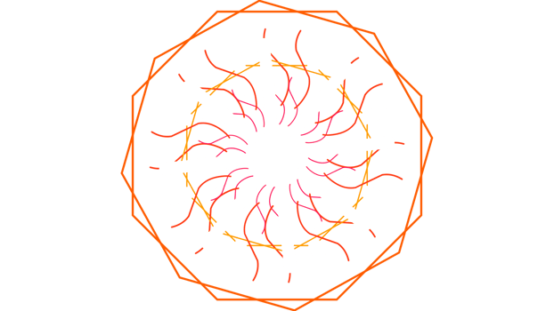a circular pattern with orange and white lines png