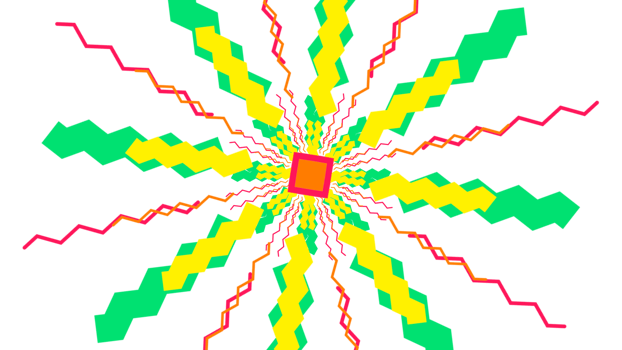 a colorful geometric pattern with a yellow and green starburst png
