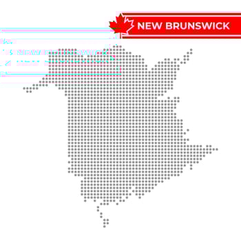 Dotted map of New Brunswick is a province of Canada vector
