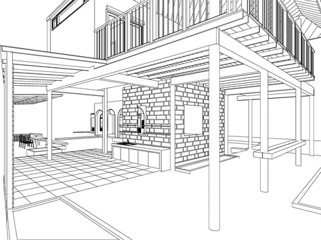 3D illustration of residential project vector