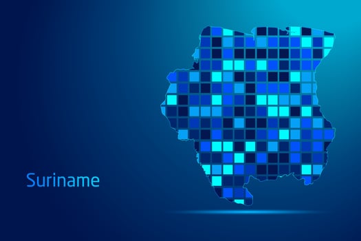 concepts of Suriname Network Digital Technology Graphic illustration. Blue Color. Internet Futuristic Concept Map. vector