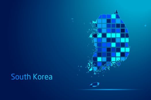 concepts of South Korea Network Digital Technology Graphic illustration. Blue Color. Internet Futuristic Concept Map. vector