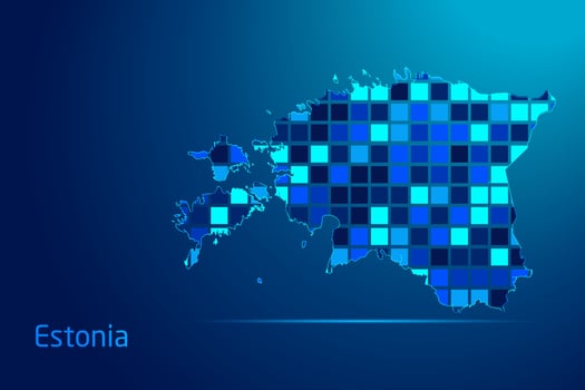 concepts of Estonia Network Digital Technology Graphic illustration. Blue Color. Internet Futuristic Concept Map. vector