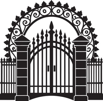 silhouette of the gate illustration black and white vector