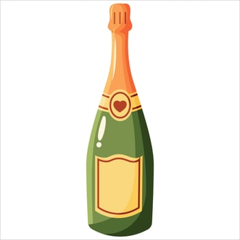 Green Bottle of Champagne With a Heart Label vector