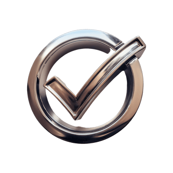 Silver Check Mark in Circle Symbol isolated on transparent background png