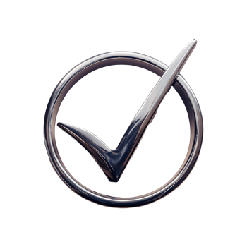 Silver Check Mark in Circle Symbol isolated on transparent background png
