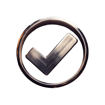Silver Check Mark in Circle Symbol isolated on transparent background png
