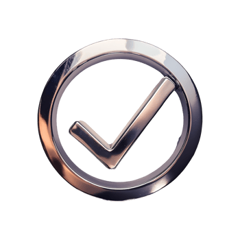 Silver Check Mark in Circle Symbol isolated on transparent background png