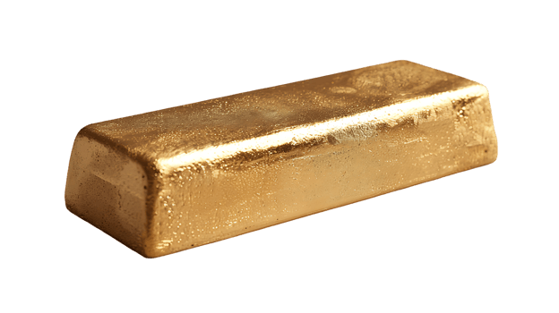 Gold ingot on a transparent background png